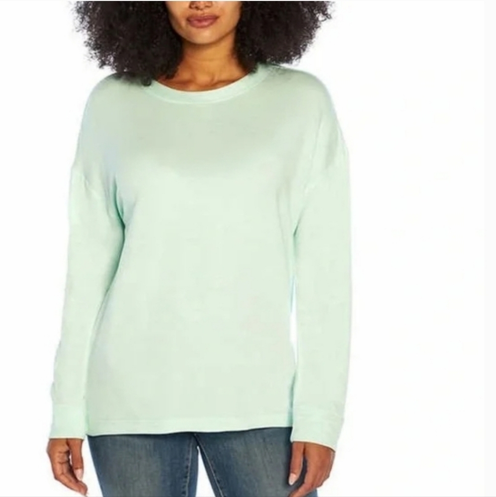 NWT Three Dots Women's Long-Sleeve Crew-Neck T-Shirt Mint Size Large